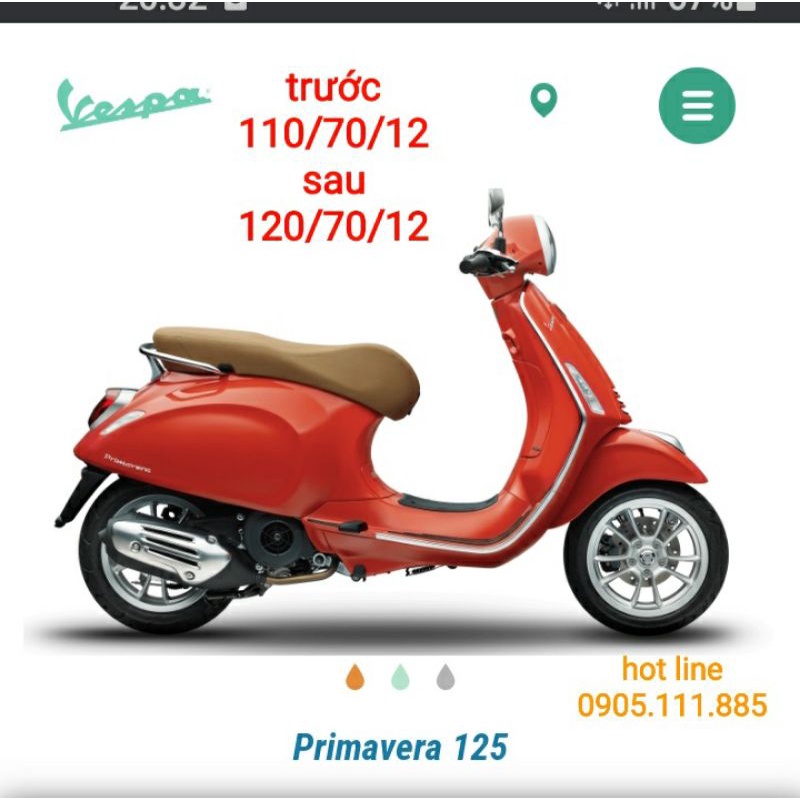 Lốp 120/70/12 Sau Vespa sprint/Primever trước xe exel, piaggio fly, , Honda zoomer.