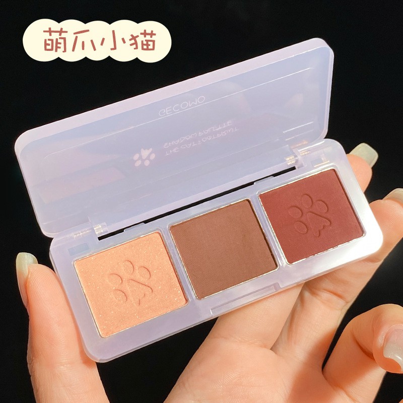 [Hàng mới về] Bảng Phấn Mắt 3 Màu Thiết Kế In Hình Dấu Chân Động Vật Đáng Yêu | BigBuy360 - bigbuy360.vn