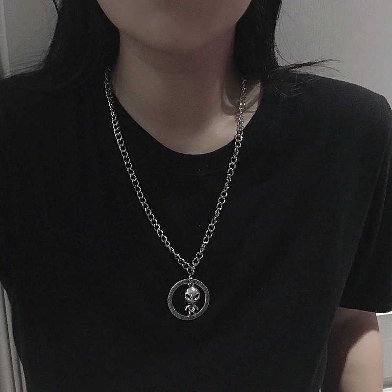 Titanium steel alien necklace women short paragraph chain couple