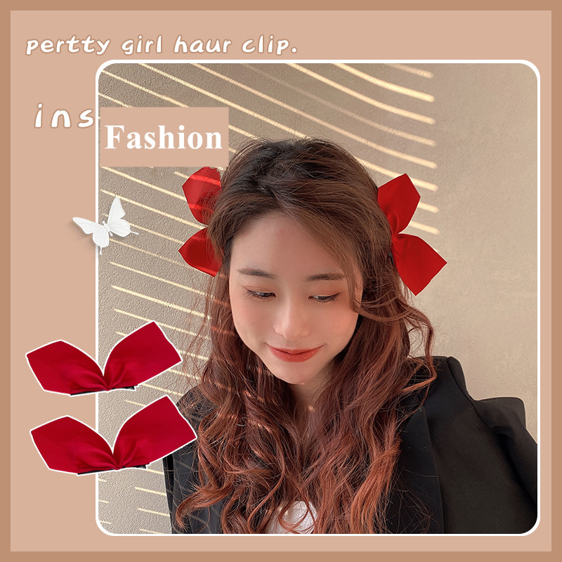 We Flower Set 2 Kẹp Tóc Hình Nơ Đen Phong Cách Hàn Quốc
