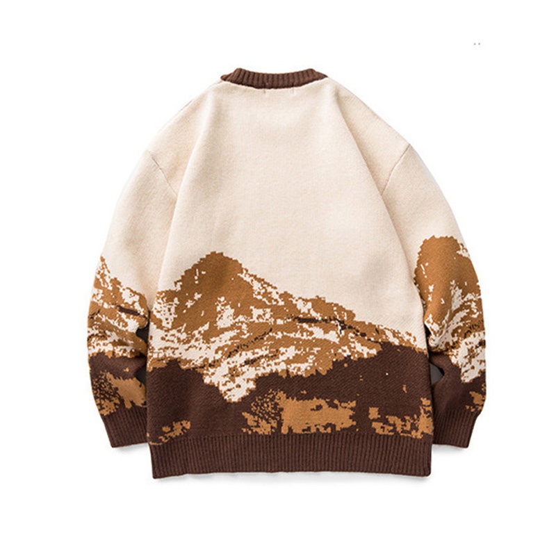 Sweater cổ tròn IELGY phối màu tương phản sáng tạo phong cách Nhật Bản cho nam