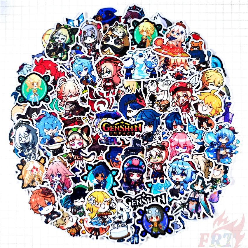 Set 120 miếng dán trang trí decal thiết kế Q Genshin Impact Q-A mini thời trang cho sổ lưu niệm album nhật ký DIY