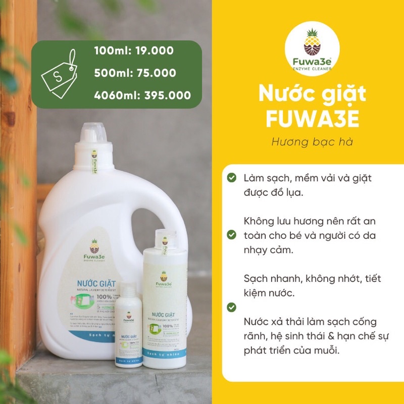 Nước giặt hữu cơ thiên nhiên organics🌿Hương Bạc Hà🌿an toàn cho bé,giặt tơ lụa,dịu nhẹ,mềm da,thân thiện