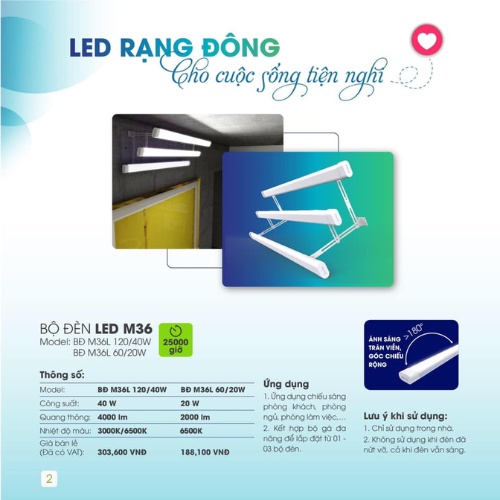 Đèn LED M36 40W Rạng Đông BĐ M36L 1200/40W - 600/20W ánh sáng trắng