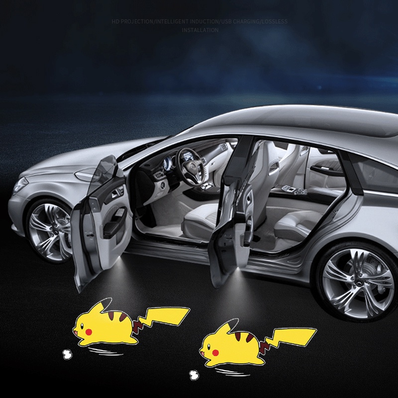 Đèn Chiếu Logo Xe Hơi - Đèn LED Chiếu Hình Laser Nhiều Hoạ Tiết Thiết Kế Không Dây Gắn Cửa Xe Ô Tô - Sạc Bằng Cổng USB