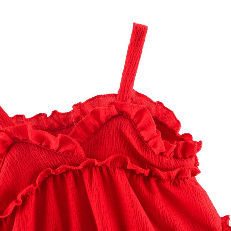 Đầm 2 dây màu đỏ dễ thương dành cho bé gái