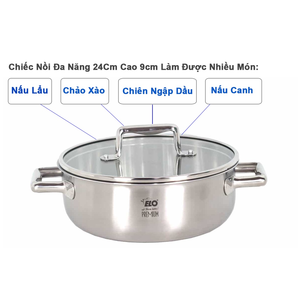 Bộ Nồi Bếp Từ ELO Multilayer 4 Chiếc Inox 304 của Đức