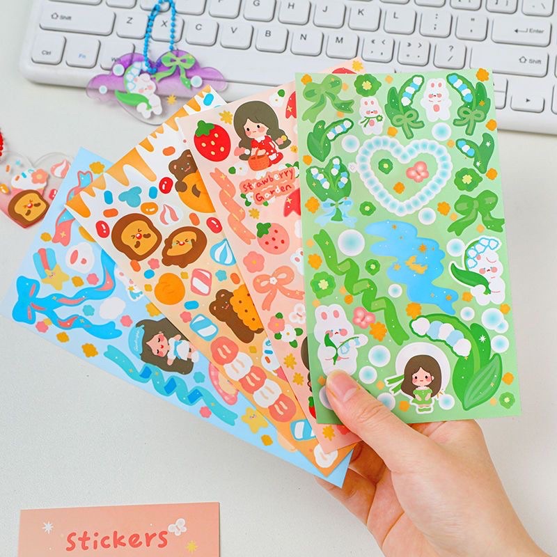Sticker trang trí cô bé nhiều màu sắc