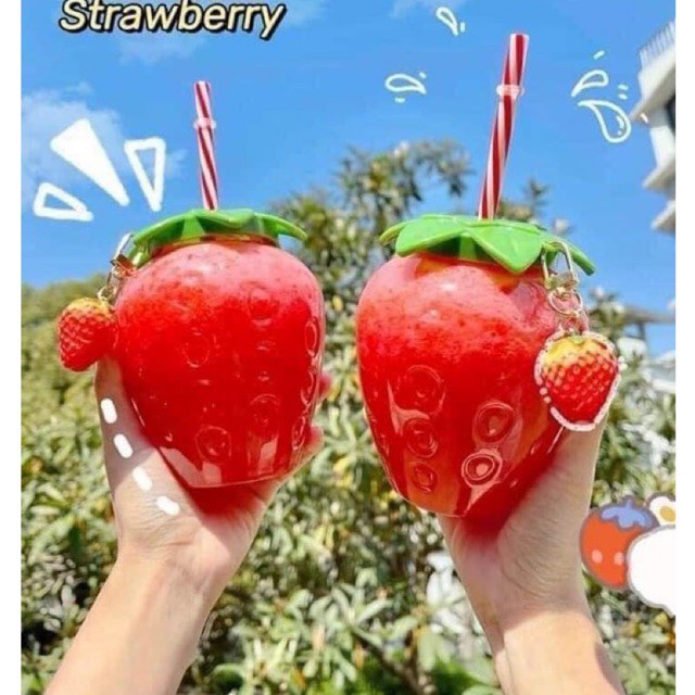 BÌNH NƯỚC HÌNH QUẢ DÂU TÂY SIÊU XINH SIÊU CUTE 500ml