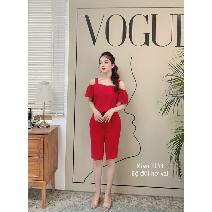 Bộ ĐŨI 2 dây trễ vai mặc nhà nữ vải đũi mát thoải mái, nhiều màu tươi sáng nữ tính BD16 - phamtrangredep shop