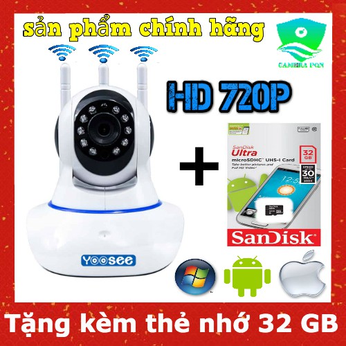 Camera Yoosee. 3 râu 1.0 HD 720P Combo kèm thẻ nhớ