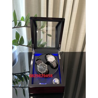 Hộp xoay đồng hồ 4 chế độ xoay - Hộp đựng 2 đồng hồ cơ, lên dây cót đồng hồ cơ