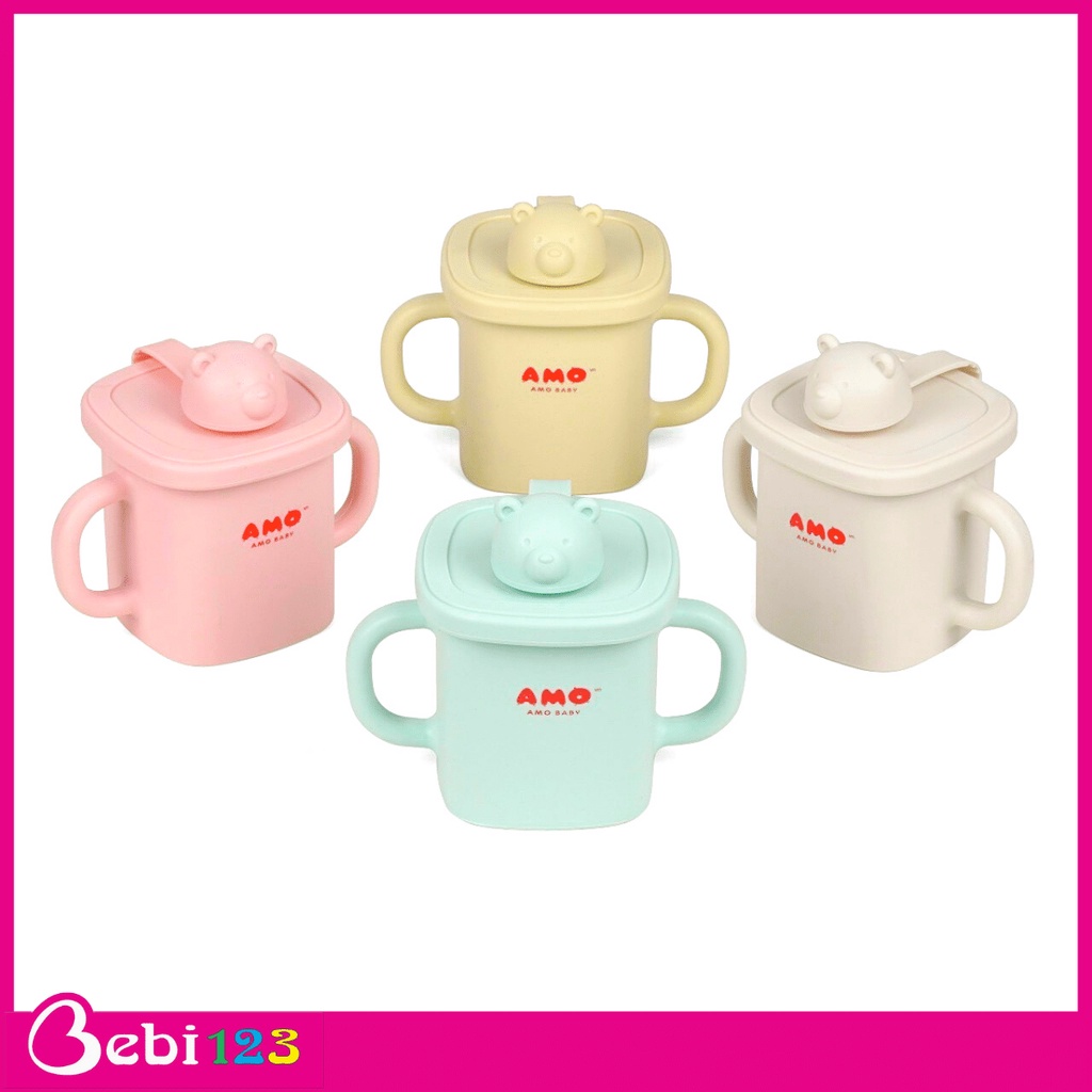 Ca, Cốc Silicon AMO GẤU tập uống 3 Giai Đoạn 4 màu cho bé