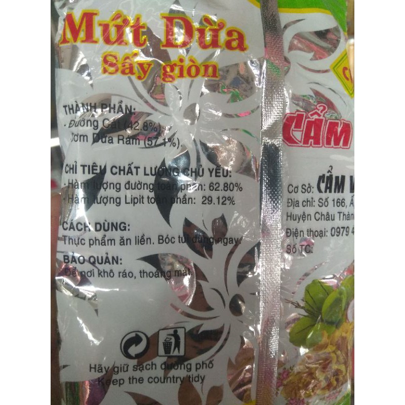 Mứt dừa sấy giòn Cẩm Vân gói 240g