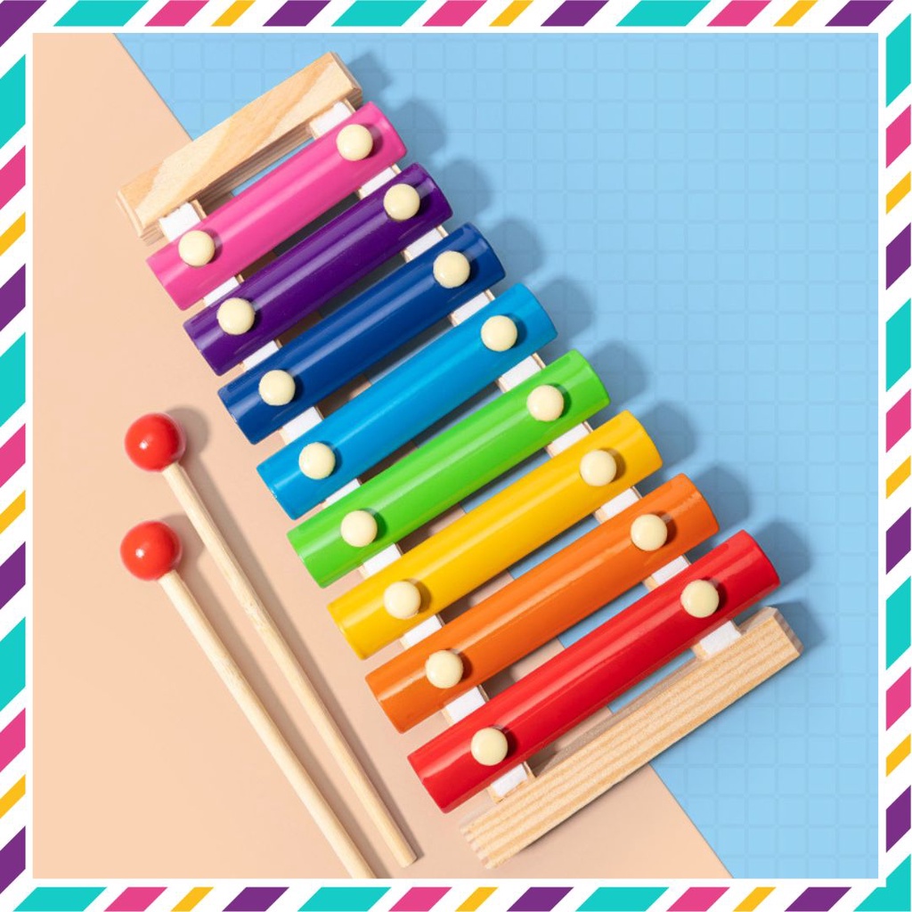 Đồ chơi giáo dục đàn gỗ 8 âm, đồ chơi gỗ cho bé