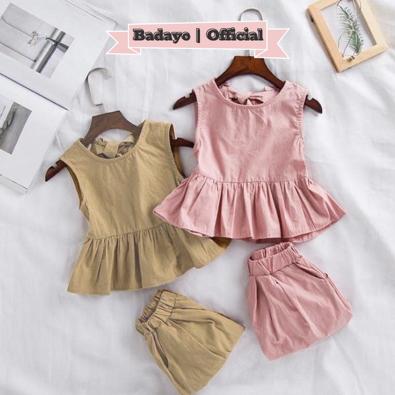 Bộ đồ bé gái set thô đũi nơ lưng chất đẹp hàng quảng châu thời trang trẻ em badayo SA230