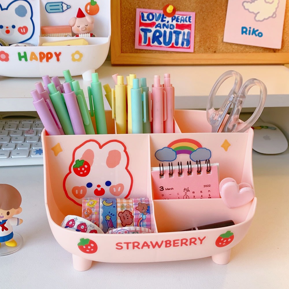 Kệ để bàn đựng bút, mỹ phẩm, đồ dùng xinh xắn (Tặng kèm sticker)