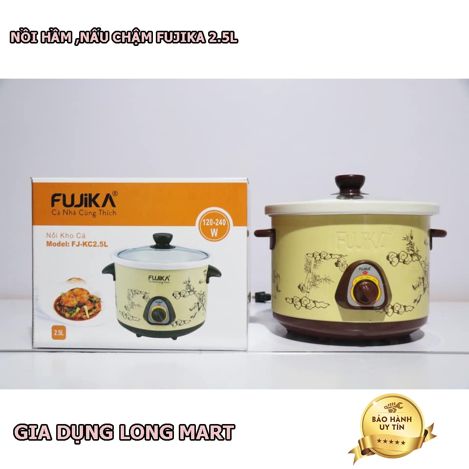 Nồi Kho Cá, Nấu Cháo Chậm Đa Năng Fujika 2,5L Hàng Chính Hãng Bảo Hành 12 Tháng