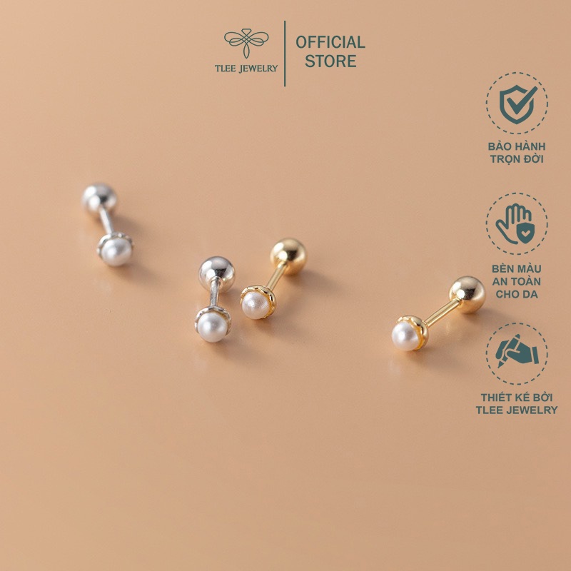 Khuyên tai bạc nữ TLEE chốt ren vặn bi bạc nữ tính TleeJewerly B0200
