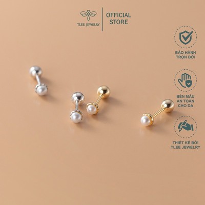 Khuyên tai trai chốt ren vặn bi bạc nữ tính TleeJewerly B0200