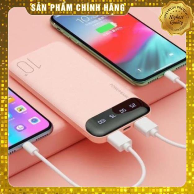 Pin sạc dự phòng 10000 mAh, cục xạc dự phòng siêu mỏng CHÍNH HÃNG WK WP-161 sạc 2 thiết bị cùng lúc, sạc nhanh 2.1A