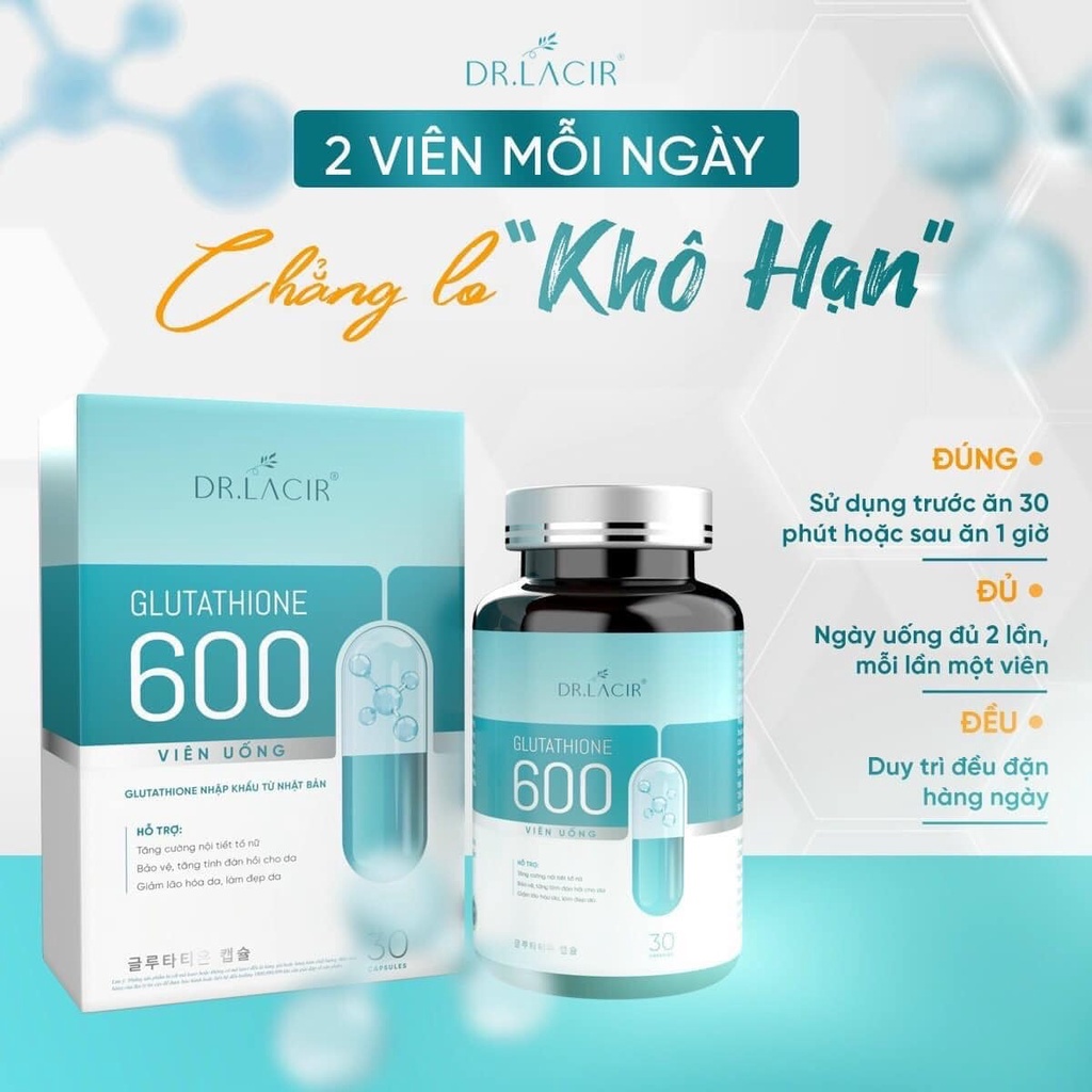 [Dr Lacir] Hộp Viên Uống Đẹp Da Trắng Da Glutathione 600