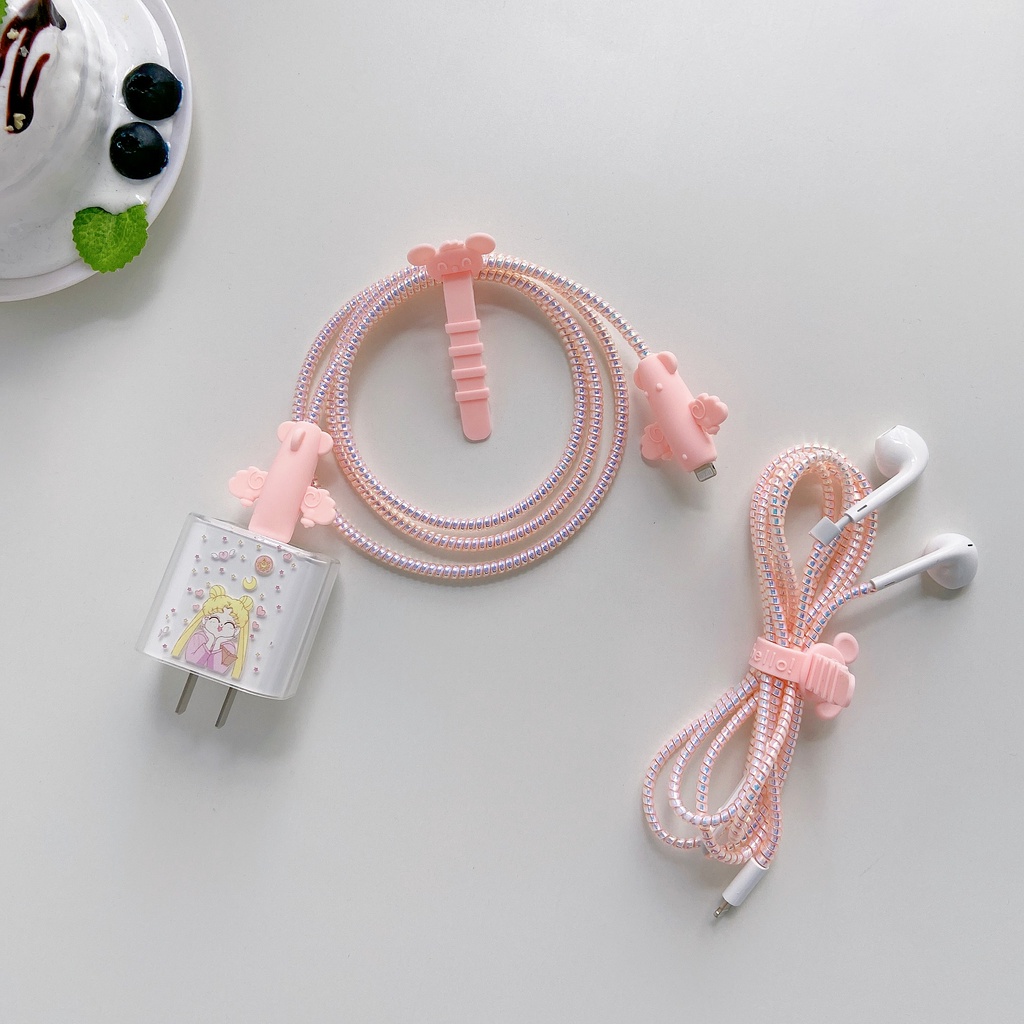 Bộ 5 Phụ Kiện Bảo Vệ Dây Cáp Sạc Tai Nghe Apple 12 18W/20W