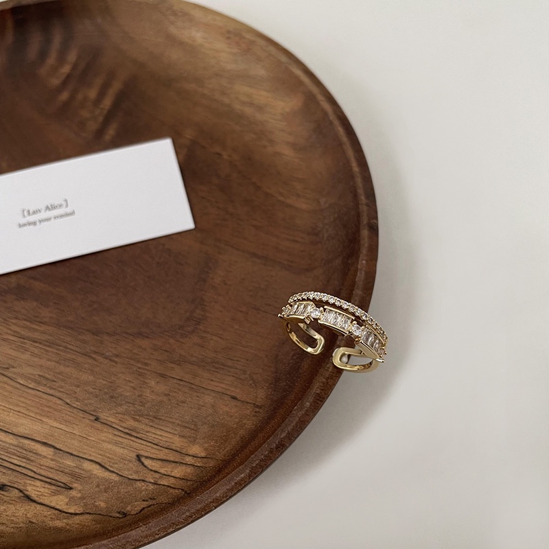 Nhẫn Hở Đính Đá Zircon Màu Vàng Sang Trọng Thời Trang Phong Cách Gothic Cho Nữ