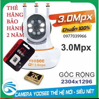 [kem thẻ 32gb 64gb] Camera Yoosee 3 Râu 2.0 301d FULL HD 1080P mẫu mới 2022