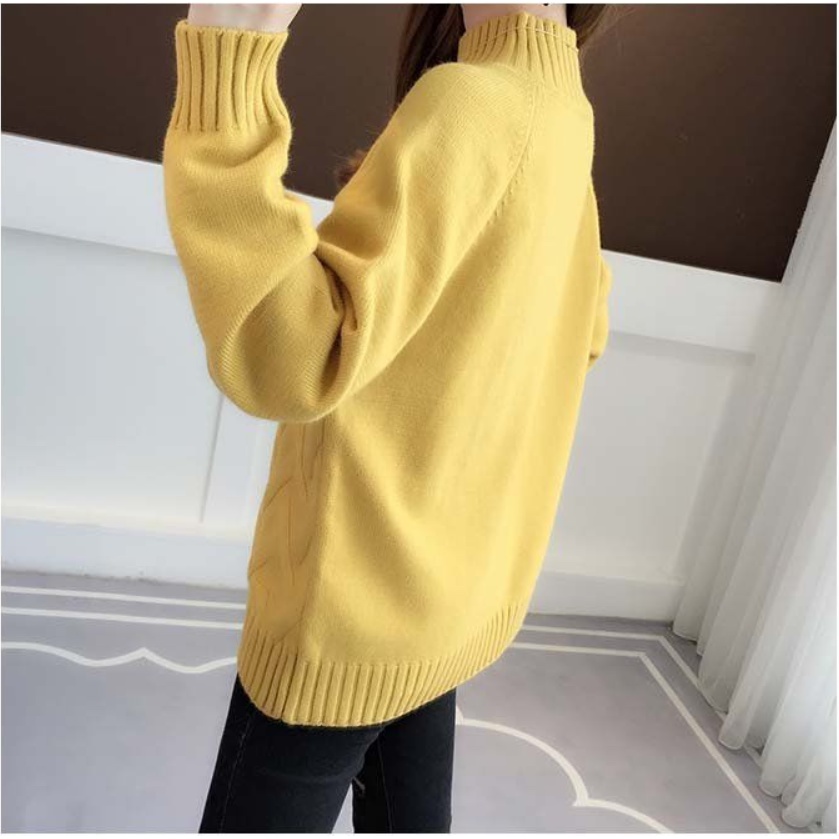 Áo len nữ vân nổi dày dặn mẫu thu đông mới 2022