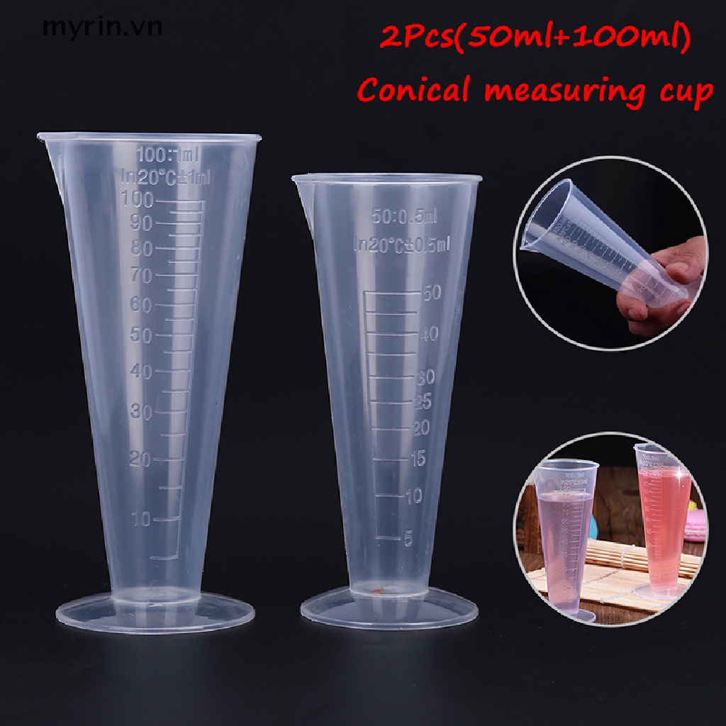 Set 2 Cốc Đo Lường Hình Nón Bằng Nhựa Trong Suốt Có Thể Tái Sử Dụng