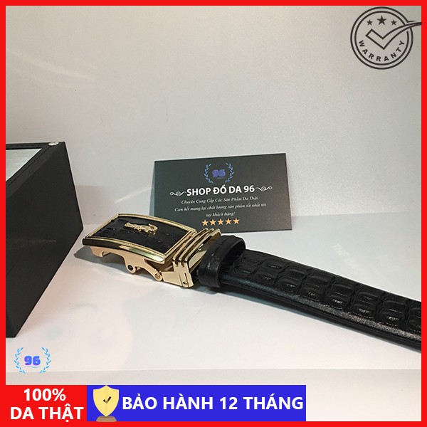 Thắt lưng nam da thật - Dây lưng nam da bò dập vân cá sấu - Mặt Khóa tự động cao cấp - DL004 [Da thật 100%]