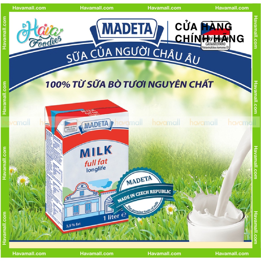 [HÀNG CHÍNH HÃNG] Sữa Tươi Nguyên Chất Tiệt Trùng UHT Madeta 3,5% 1 Lít