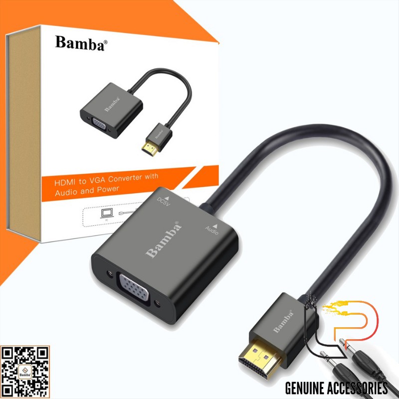 CÁP CHUYỂN HDMI RA VGA CÓ AUDIO KÈM NGUỒN BAMBA