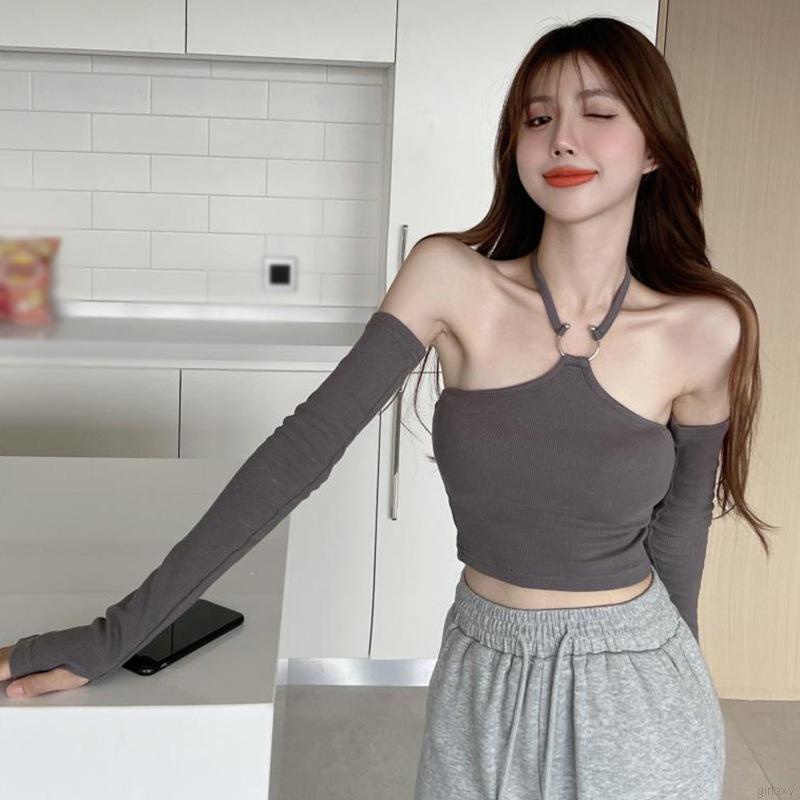 Áo Croptop sát nách màu sắc thanh lịch cho phái nữ