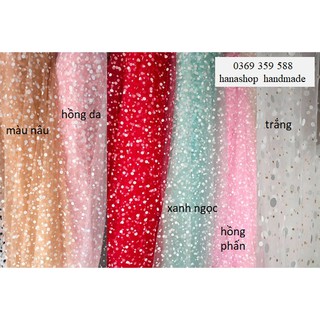 Voan Lưới Chấm Bi Trắng Chất Đẹp, Nhiều Màu, khổ rộng 1,5m