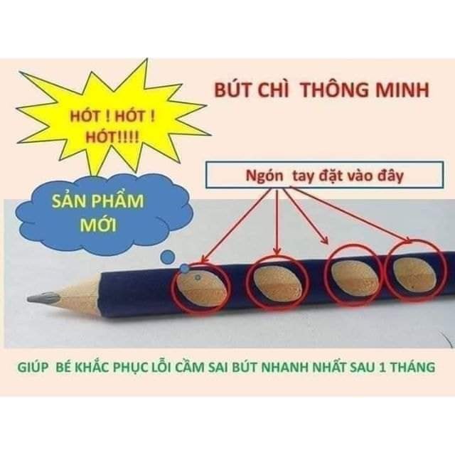 com bo 12 bút chì định vị cho bé luyện chữ tặng kèm gọt bút chì