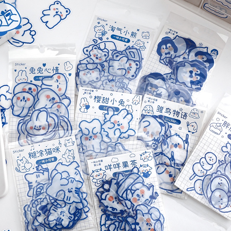 Set 40 miếng dán hình động vật dễ thương trang trí sổ tay DIY