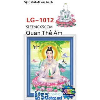 Tranh đính đá PHẬT QUAN ÂM 40X50cm chưa đính lg1012