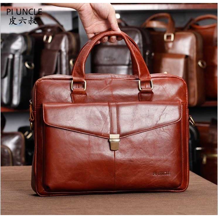 Cặp Xách Nam Công Sở Da Thật Thương Hiệu Pi Uncle PL020
