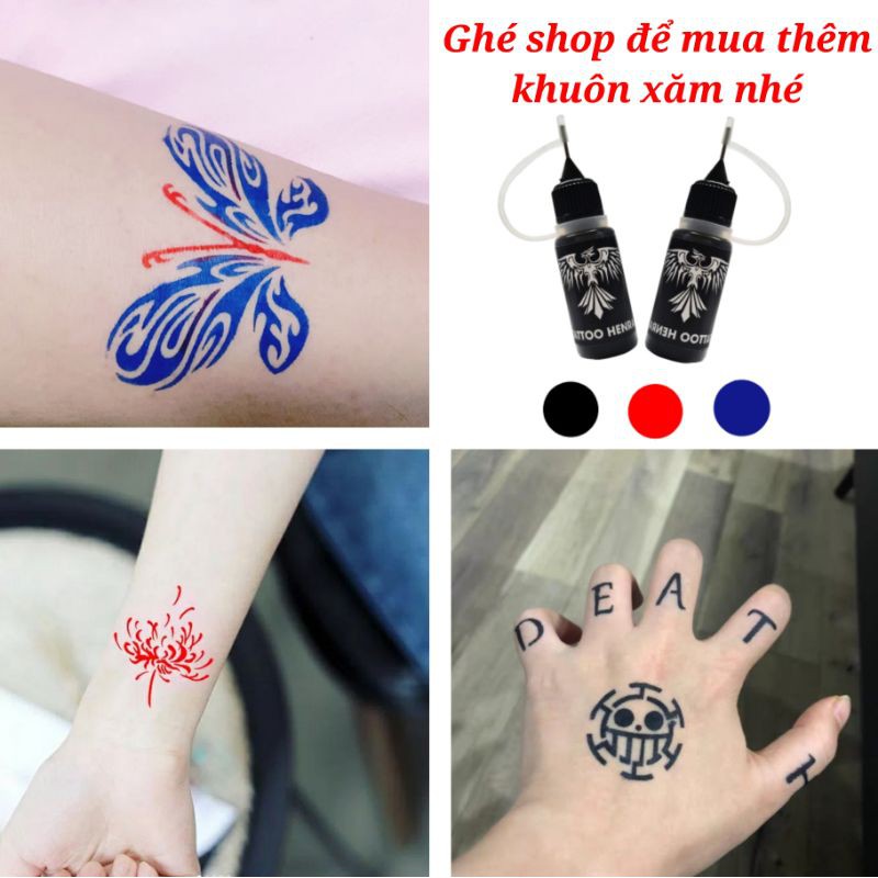 [Sỉ] Mực xăm tạm thời + tặng 3-5 hình xăm thử tạm thời, xăm giả tatoo Henna