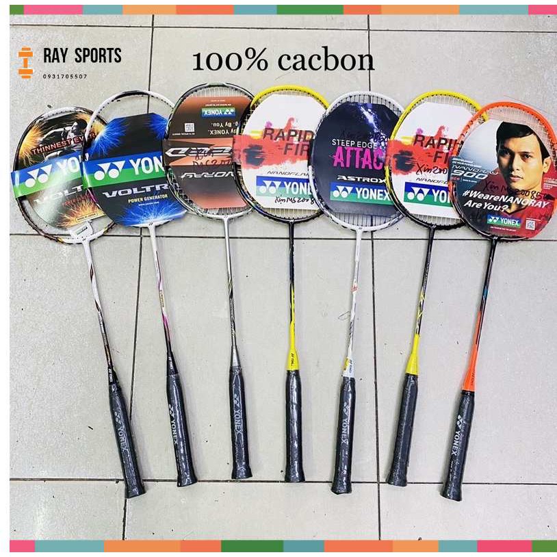 Vợt cầu lông Yonex cao cấp 100% Cacbon đan dây tốt 10kg tặng 3 món - RAY SPORT