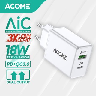 Cốc Sạc Nhanh 18W ACOME AC02 Chuẩn PD + QC3.0 2 Cổng Sạc Ra – BẢO HÀNH 12 THÁNG