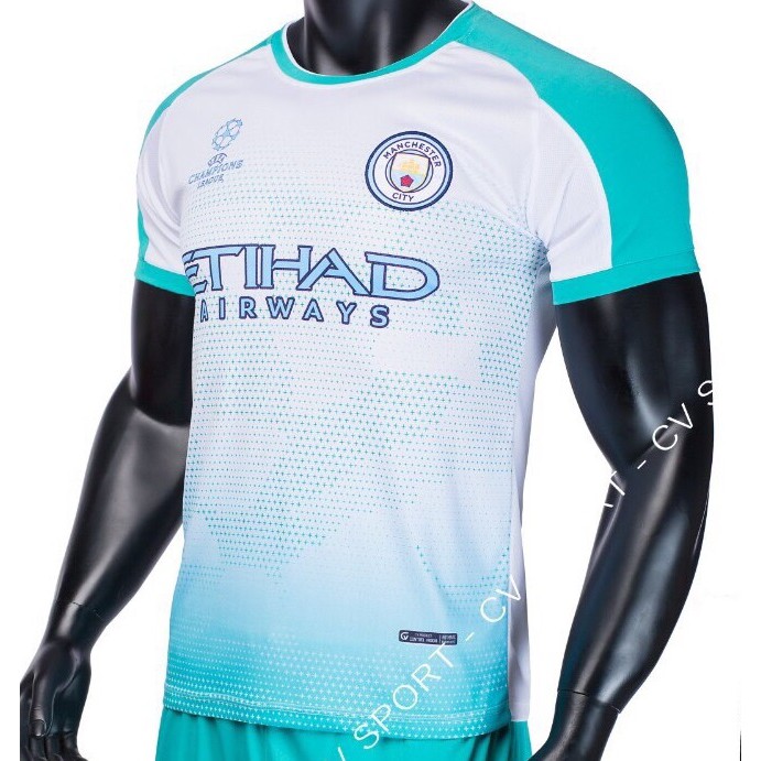 Bộ quần áo bóng đá CLB Man City trắng training vải mè min 2021