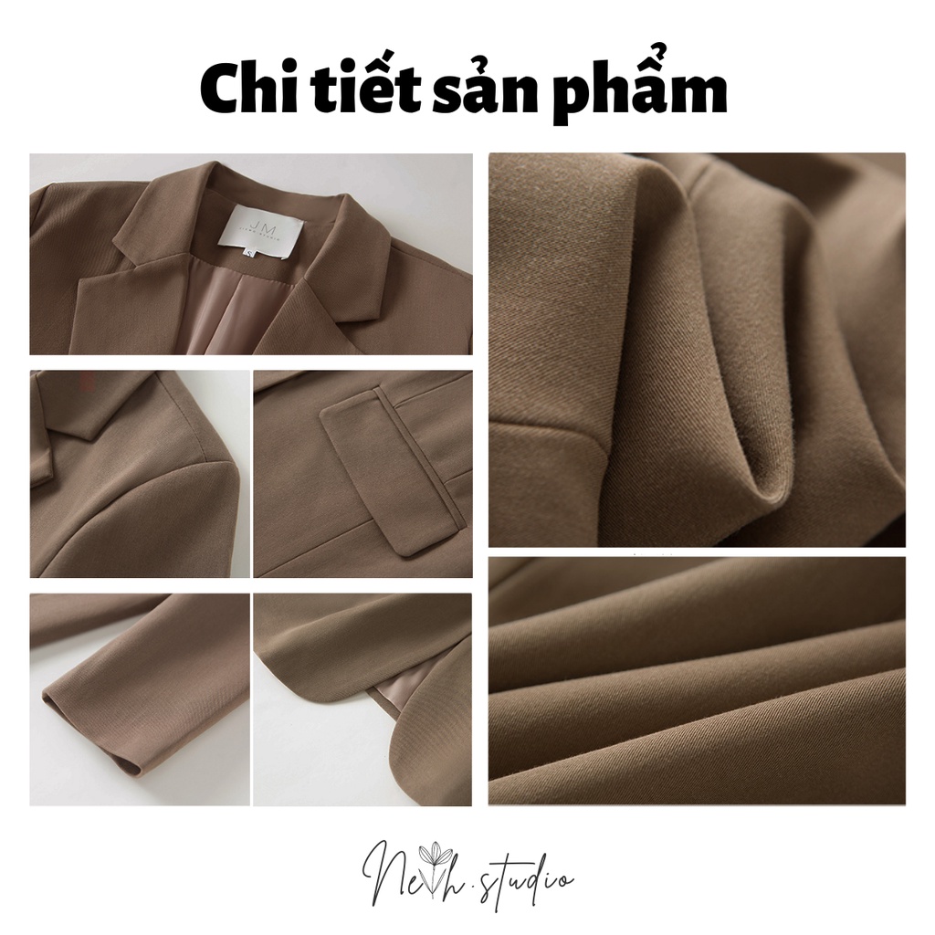 Áo khoác blazer nữ 2 lớp màu đen nâu đứng form có miếng độn vai neih.studio | BigBuy360 - bigbuy360.vn