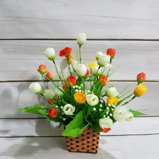 Giỏ hoa lụa_hồng tiểu muội