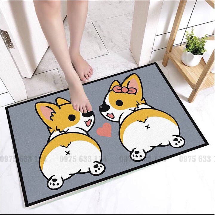 Thảm Lau Chân Nhà Bếp, Nhà Tắm Hình Động Vật (40x60cm)  Thấm Hút Nước, Chống Trơn Trượt vinhhome.store