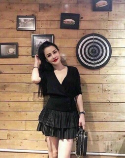 Chân váy 2 tầng xếp li