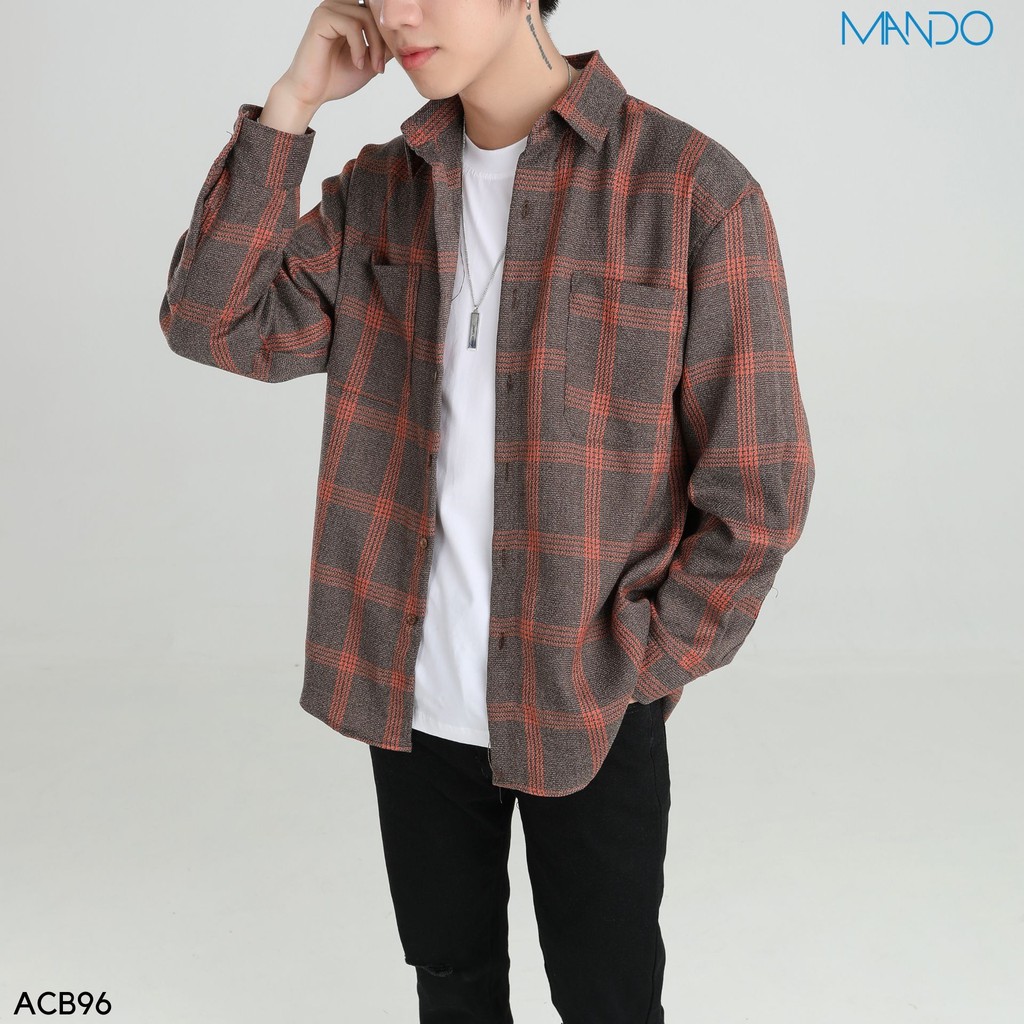 Áo Sơ Mi Caro Nam Kẻ Nâu MANDO Form Rộng Chất Vải Dạ Mỏng Dài Tay Kiểu Dáng Basic Unisex Thời Trang HànQuốc ACB96-SHT005 | BigBuy360 - bigbuy360.vn