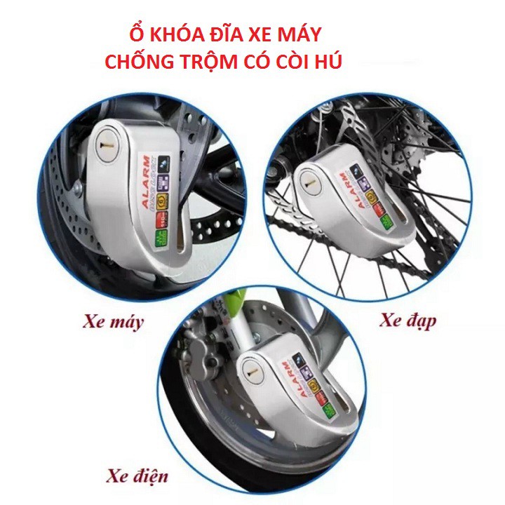 Ổ khoá đĩa xe máy chống trộm có tiếng hú báo động, an tâm trên mọi nẻo đường